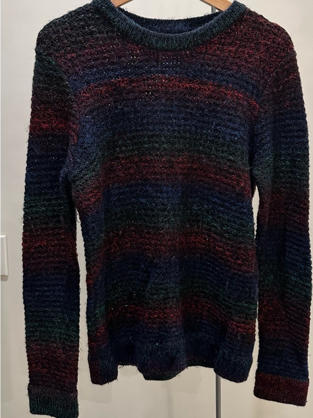 Eleven Paris - Men's Multicolor Striped Knit Sweater - Navy, Green & Burgundy